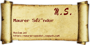 Maurer Sándor névjegykártya